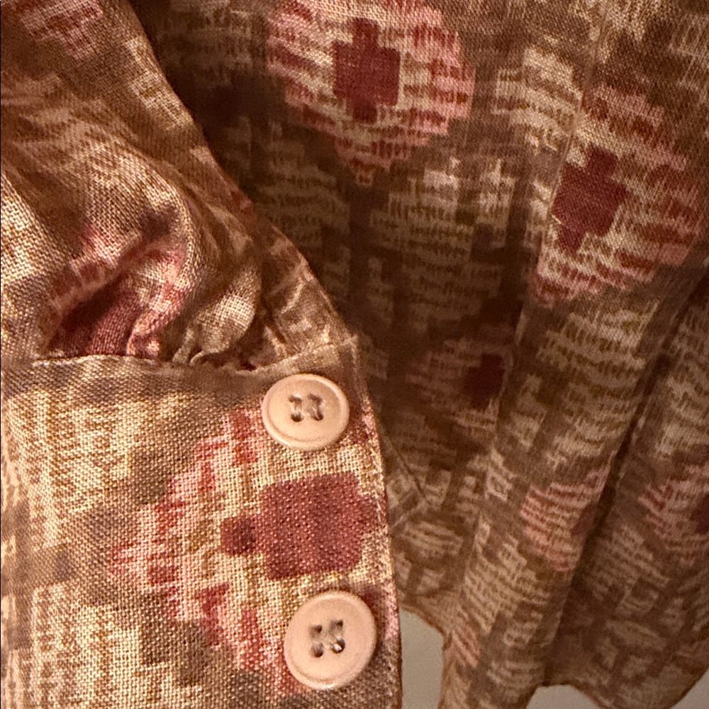 Anne Klein Brown and Rust Patterned Button-Up Blo… - image 6
